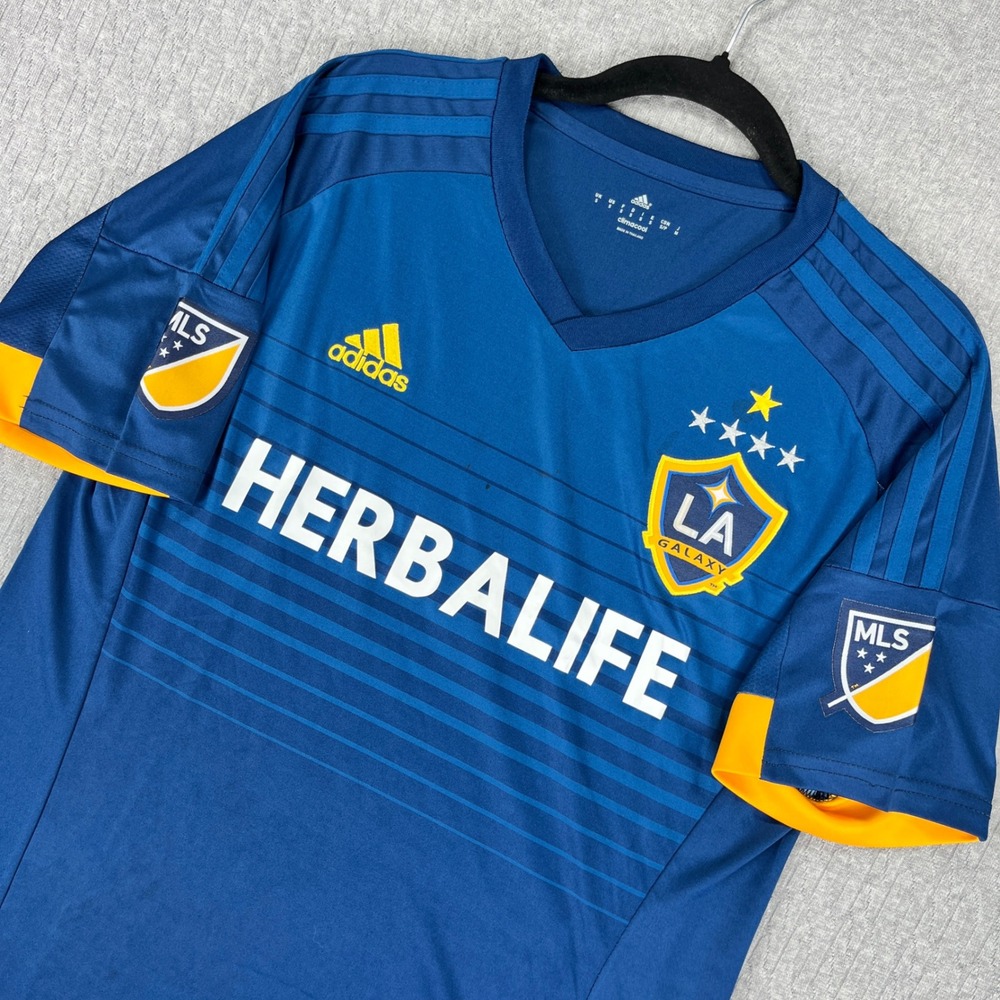 Adidas LA Galaxy Jersey Men Small Blue Herbalife World Cup MLS Soccer Shirt SEAN